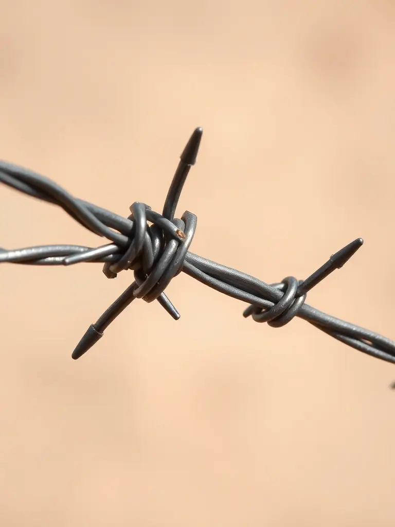 A close-up shot of Hebei Mutual Metal's barbed wire, showcasing its sharp barbs and tightly wound wires, emphasizing its robust construction and deterrent capabilities.