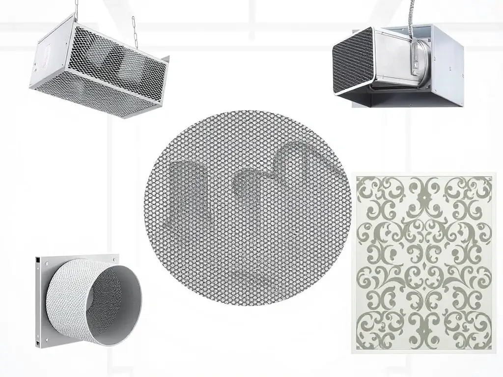 An image illustrating the versatility of Standard Expanded Metal, showing it being used in various applications, such as filtration, ventilation, and decorative panels.