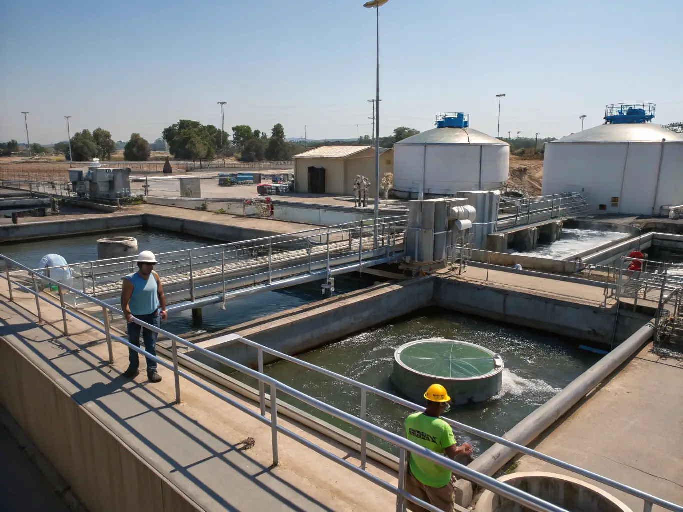 A detailed image showing bolting cloth integrated into a wastewater treatment system, highlighting its role in filtering out solid particles. The image should convey the robustness and effectiveness of the cloth in harsh environments.