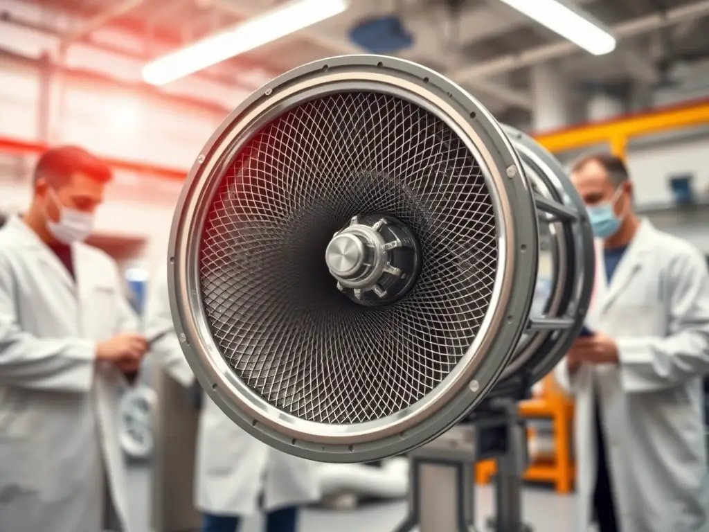 A detailed image of filter cloth being used in an aerospace application, specifically in the manufacturing of aircraft components. The image should highlight the precision and quality required in this industry.