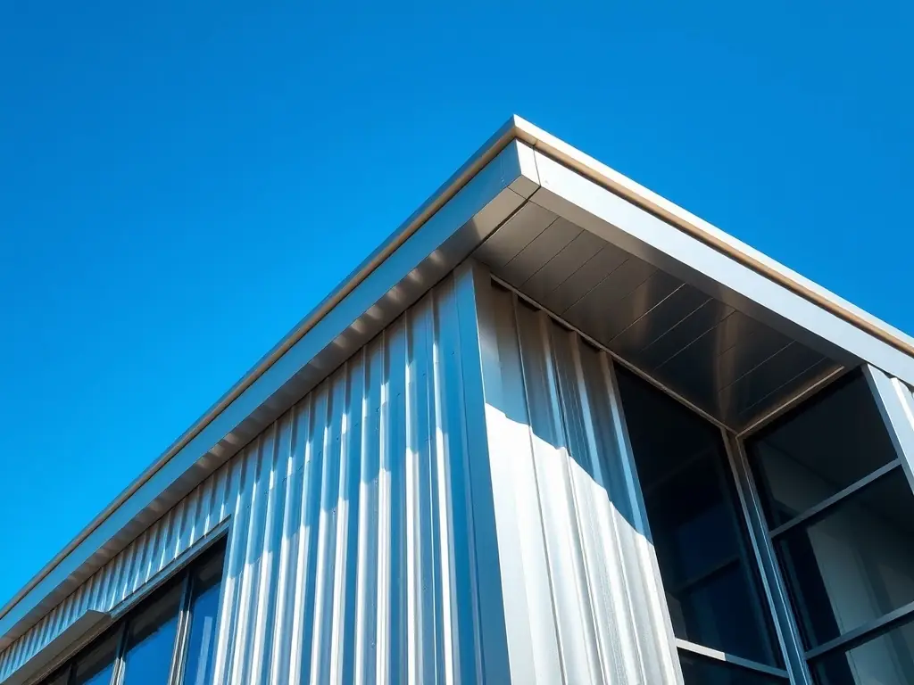 A high-angle shot of a modern architectural facade using crimped wire mesh panels, showcasing its aesthetic appeal and structural integrity in a building design. The mesh provides both visual interest and functional shading.