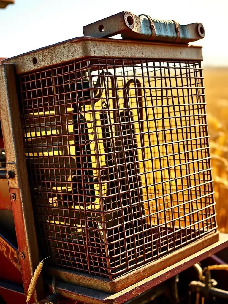 A durable grain screen being used in an agricultural setting, demonstrating its ability to withstand heavy use and harsh environmental conditions.
