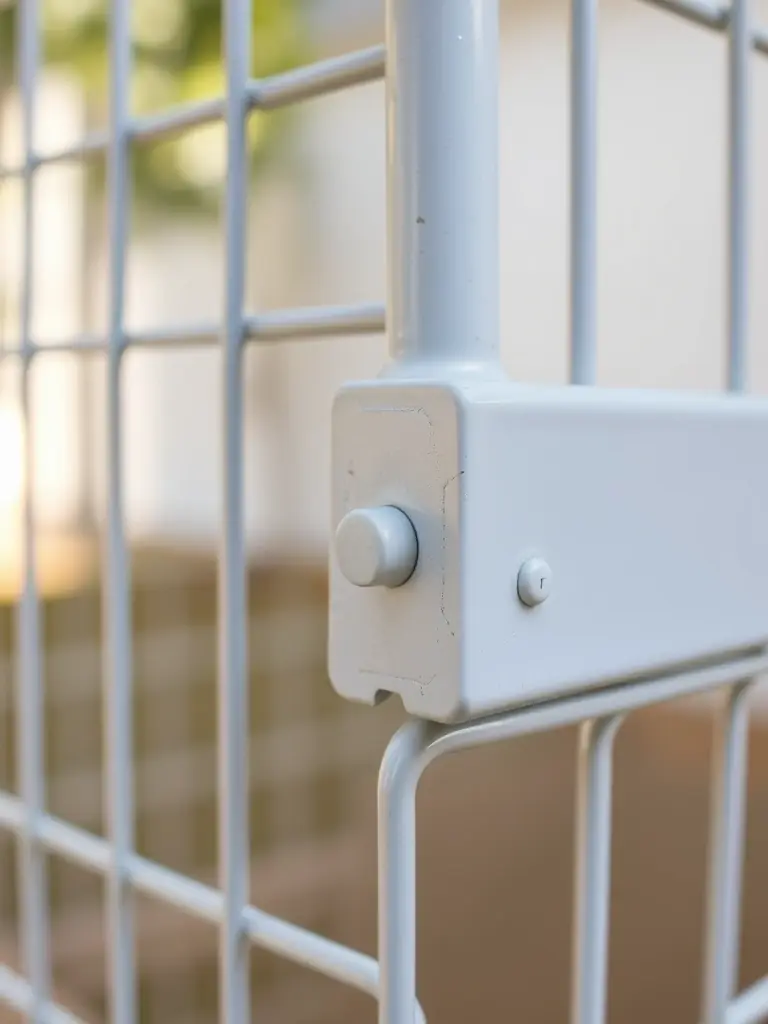 A close-up shot of a kennel panel corner showcasing the welding quality and smooth finish, emphasizing the durability and safety of the construction.