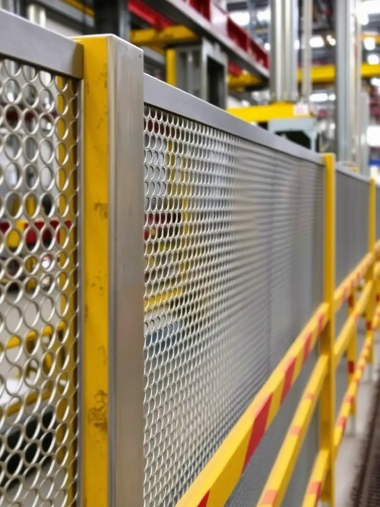 An image of Mutual Metal's welded hardware cloth being used in an industrial setting for machinery guarding, showcasing its strength and safety features.
