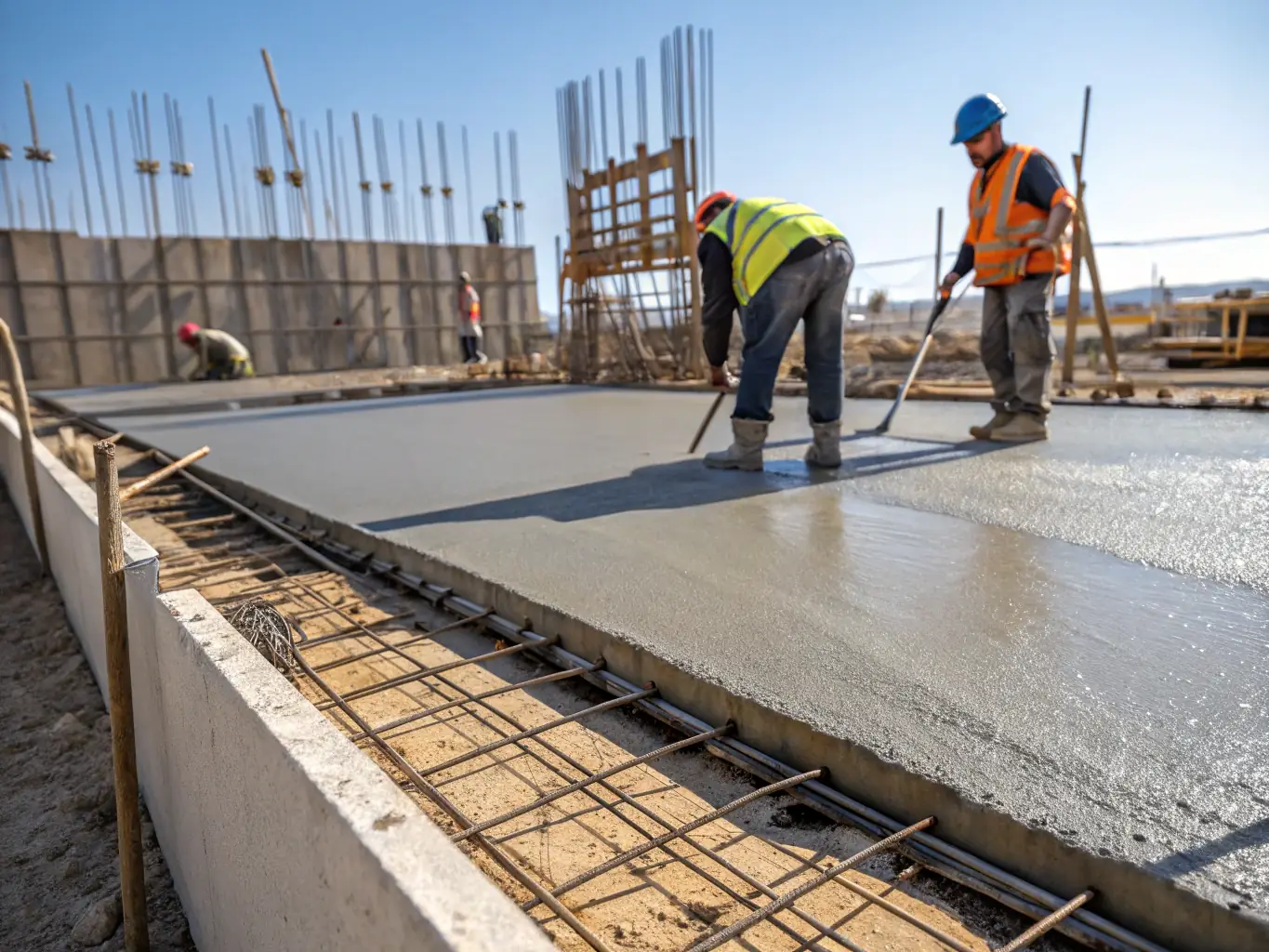A detailed image of Mutual Metal's hardware mesh being used in a construction project, specifically reinforcing concrete, demonstrating its practical application and strength.