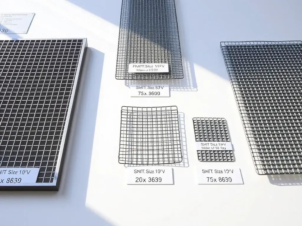 A photograph of a variety of custom metal wire mesh products, showcasing the range of designs and applications Mutual Metal Co. can produce.