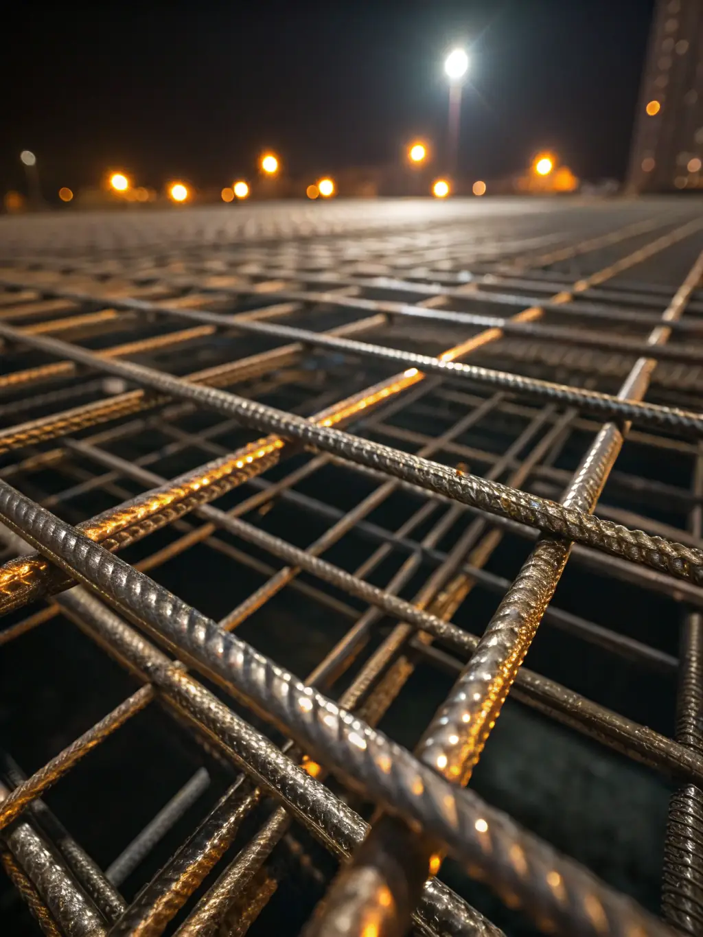 A close-up shot of the Hog Floor's woven wire mesh, showcasing its robust construction and precise spacing, designed for optimal waste drainage and animal comfort in a hog farming environment.