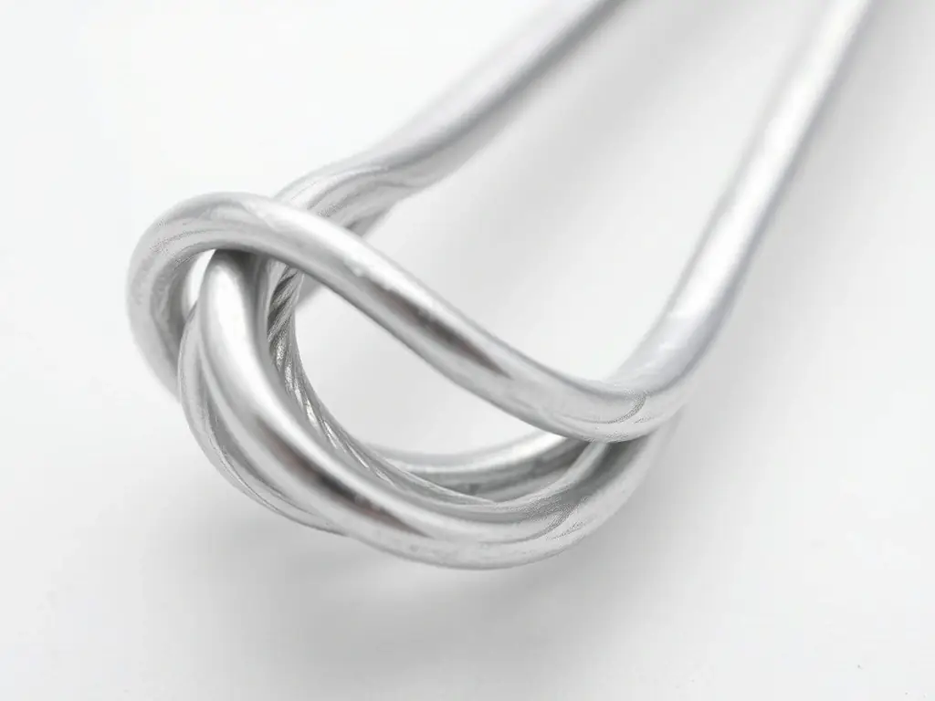 A close-up shot of Class 1 galvanized steel wire, showcasing its smooth surface and lighter zinc coating, ideal for indoor applications and general use.