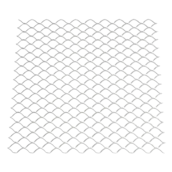 A flat diamond metal lath fabric is displayed.