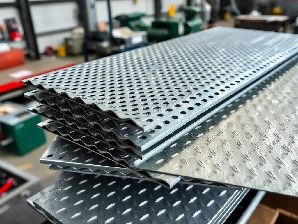 A close-up shot of a section of expanded metal stair tread, showcasing its diamond-shaped pattern and robust construction. The lighting highlights the texture and depth of the material, emphasizing its strength and durability.