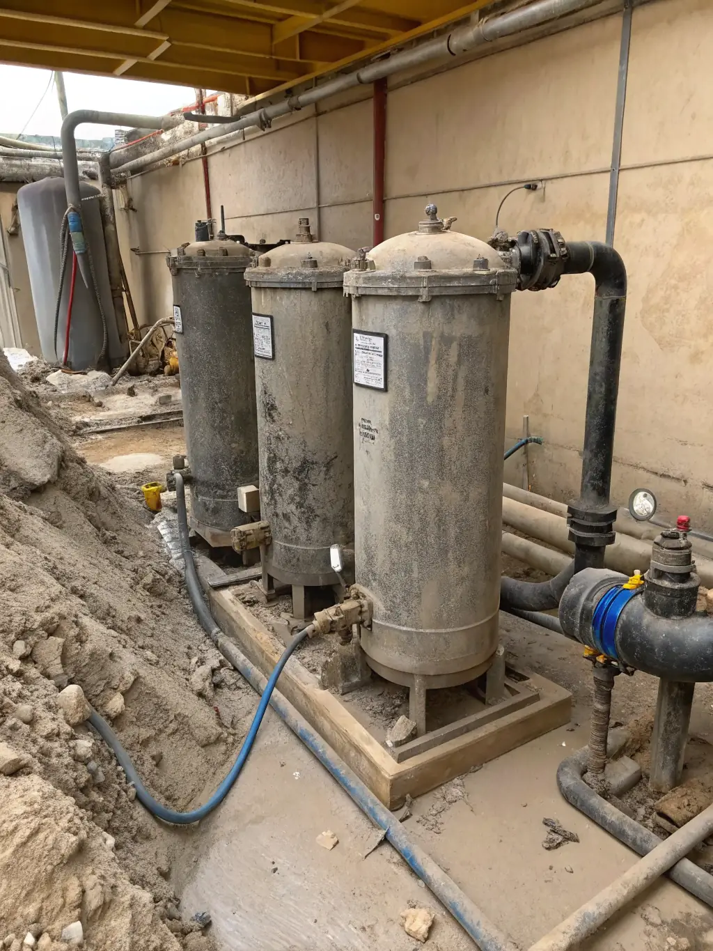 An image of metal wire mesh filters being used in an oil refinery, showcasing their effectiveness in removing impurities and contaminants from crude oil.