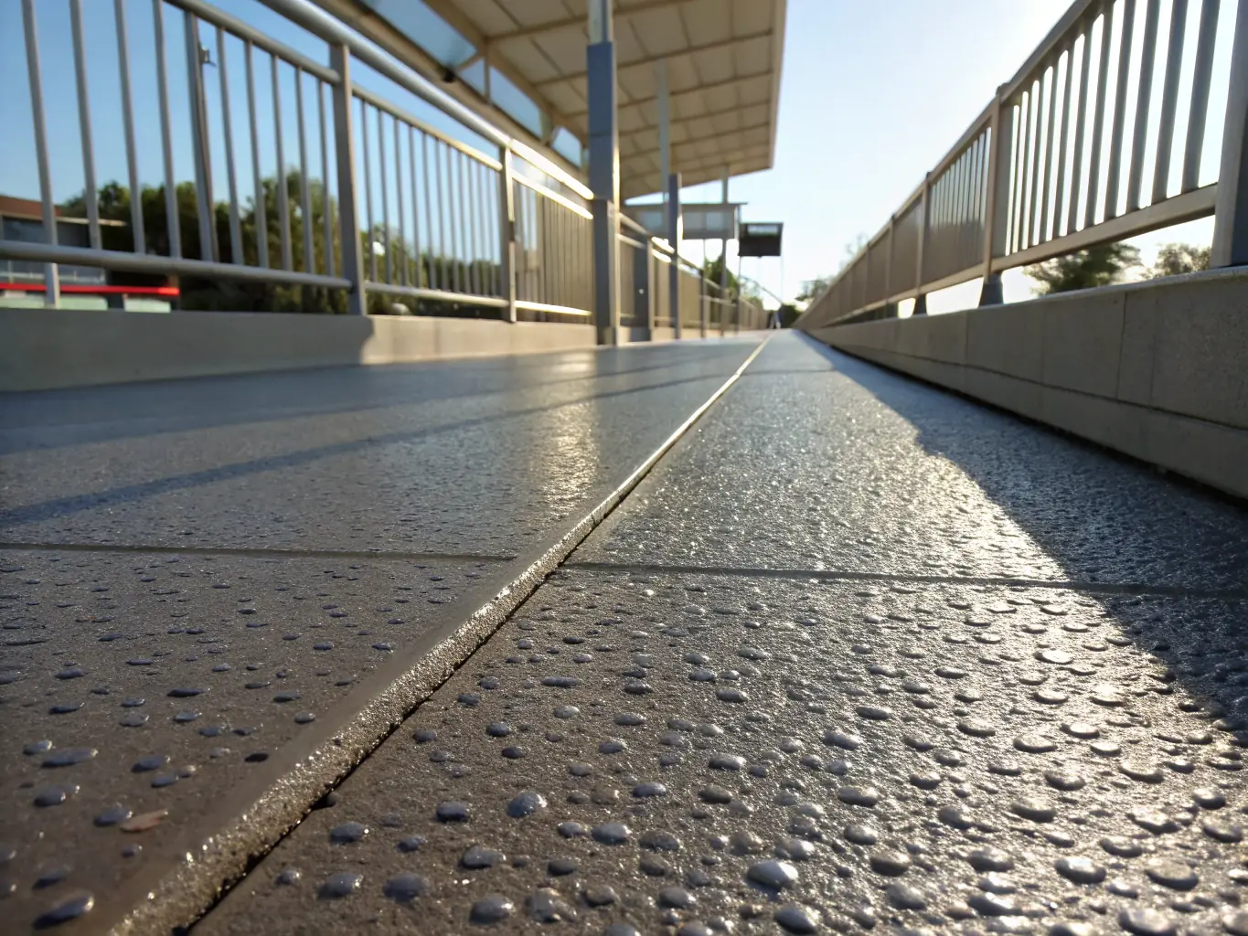 A close-up shot of a bar grating surface, highlighting its anti-slip texture and robust construction, suitable for stair treads and platforms.