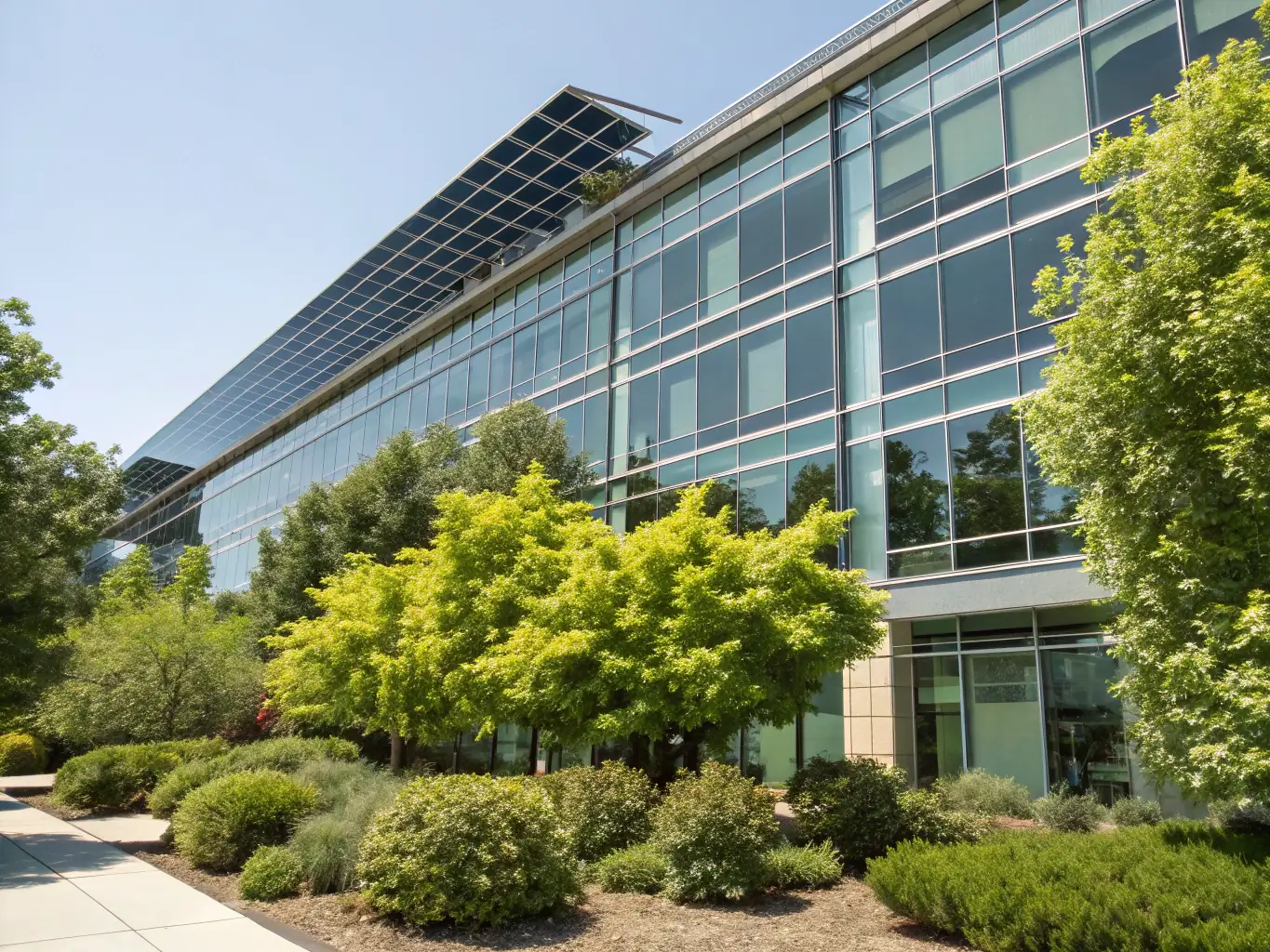 An image of a building with a perforated metal façade, highlighting the improved airflow and ventilation provided by the cladding. The building is modern and energy-efficient, demonstrating the functional benefits of perforated metal.