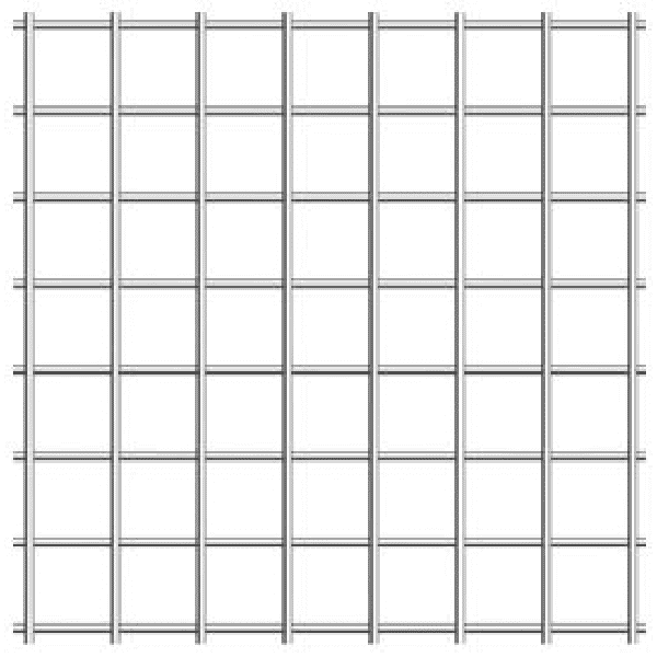 A welded stucco mesh sample is displayed.