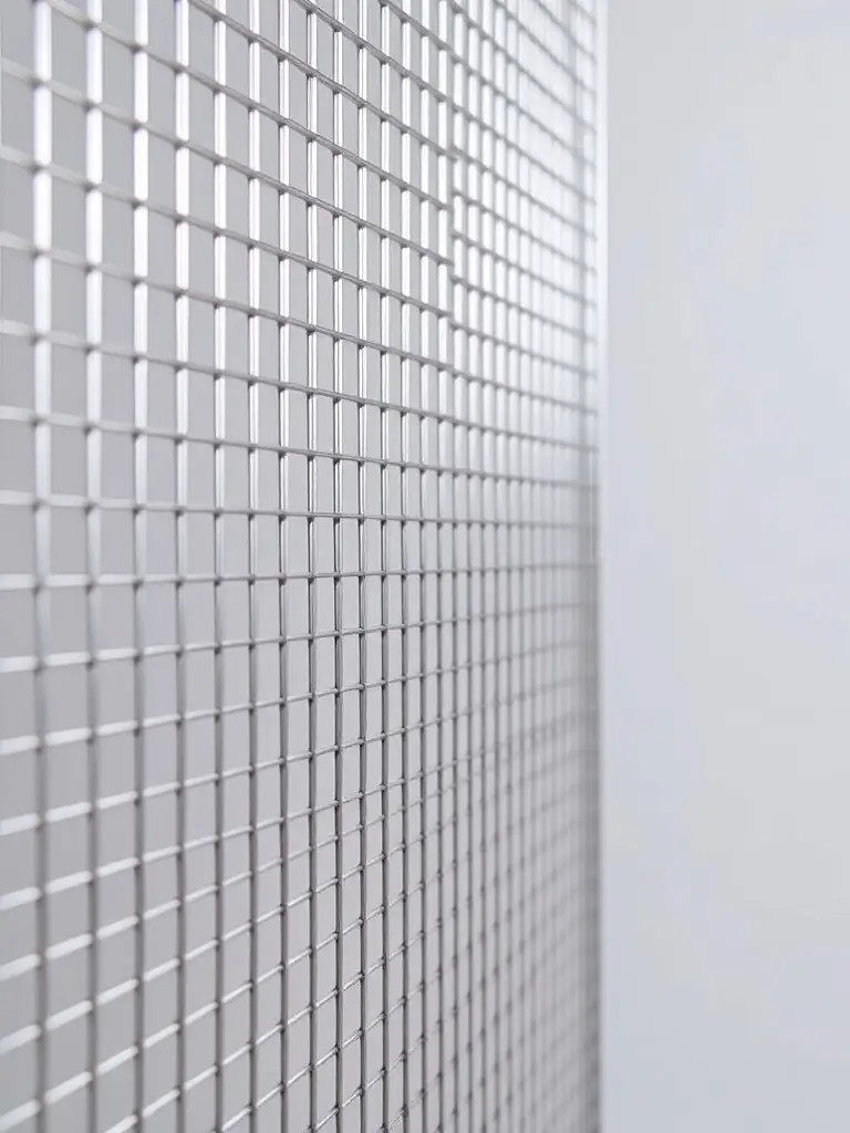 A close-up image of welded wire mesh panels showcasing the uniform grid pattern and high-quality finish.