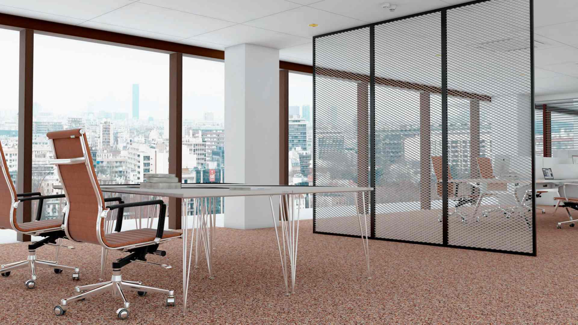 Decorative woven wire mesh used in a modern commercial interior(1)