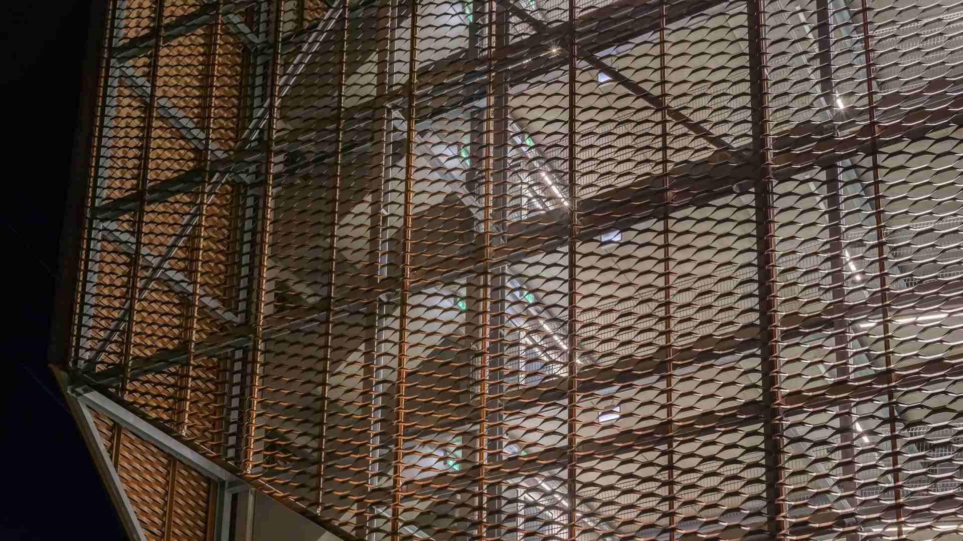 Expanded metal screen on a parking structure 2(1)