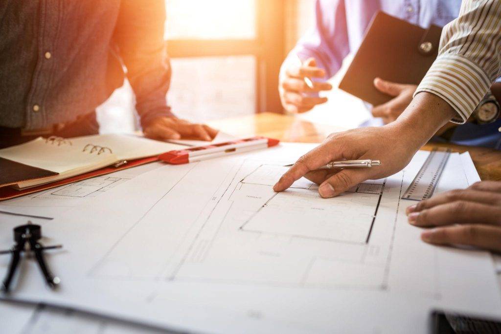 Meetings in home and property engineering companies of the group of professional contractor