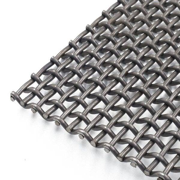 Heavy-duty manganese steel double crimp wire mesh for mining screening.