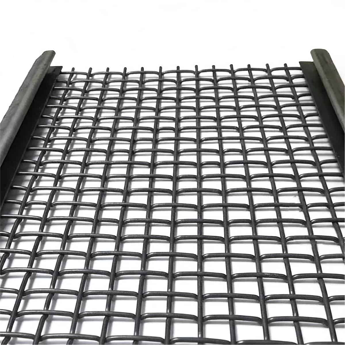 Heavy-duty manganese steel crimp wire mesh for mining screening applications.