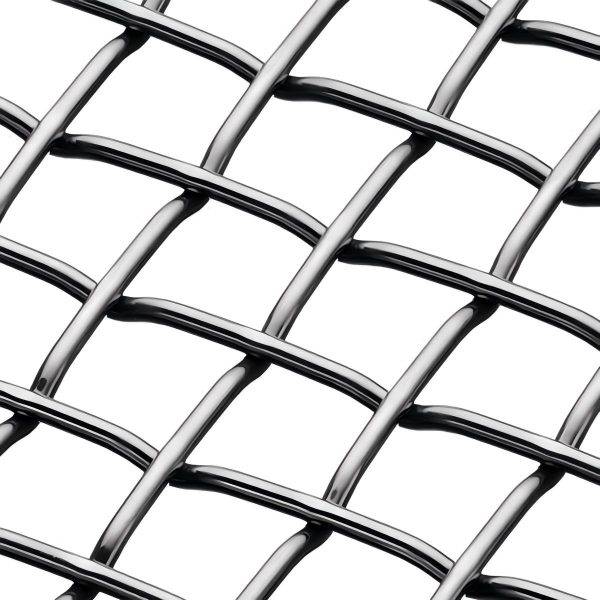 Close-up of galvanized steel flat top crimp wire mesh for industrial screening.