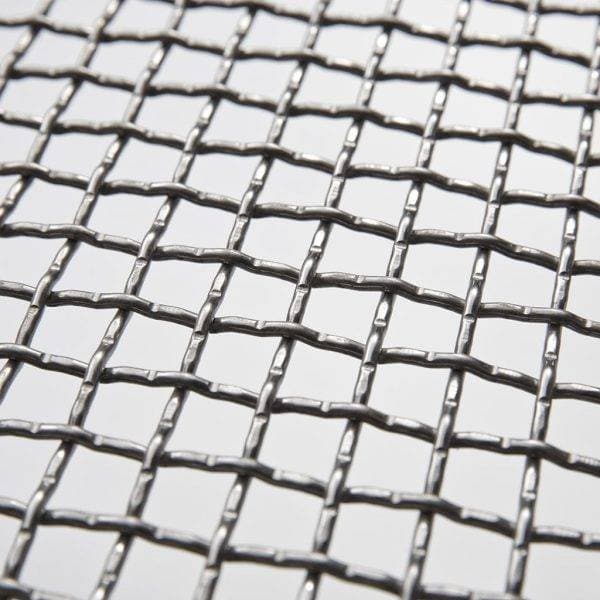 Close-up of galvanized steel double crimp wire mesh for industrial screening.