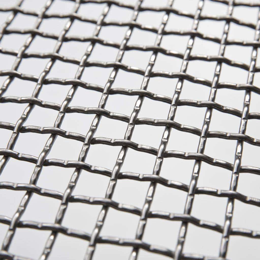 Close-up of galvanized steel double crimp wire mesh for industrial screening.