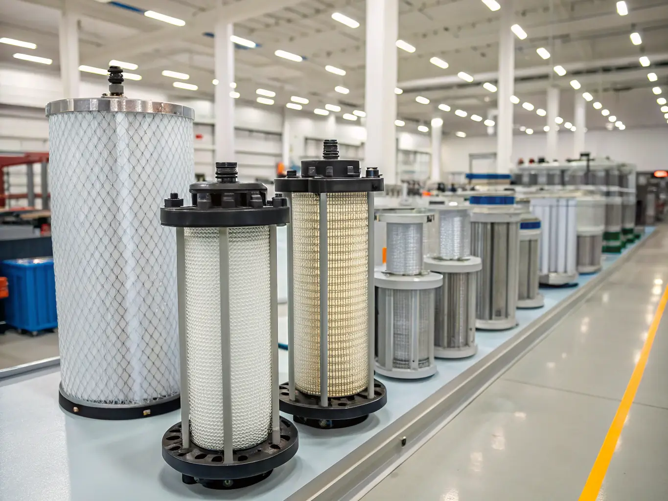 A photo of filtering discs installed in an industrial filtration system, with visible piping and machinery, demonstrating seamless integration and operational efficiency in a factory setting.