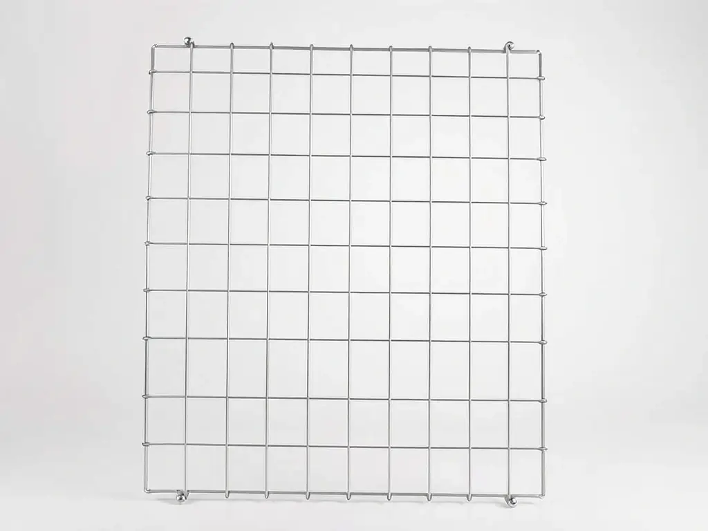 Aluminum wire mesh panels with a matte silver finish, lightweight and easy to handle.