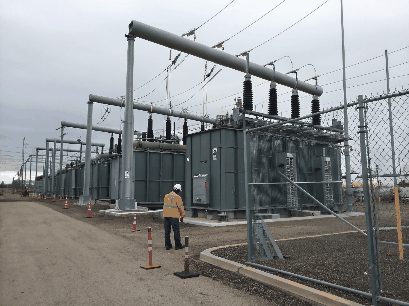 Industrial metal bar grating and heavy utility infrastructure installation