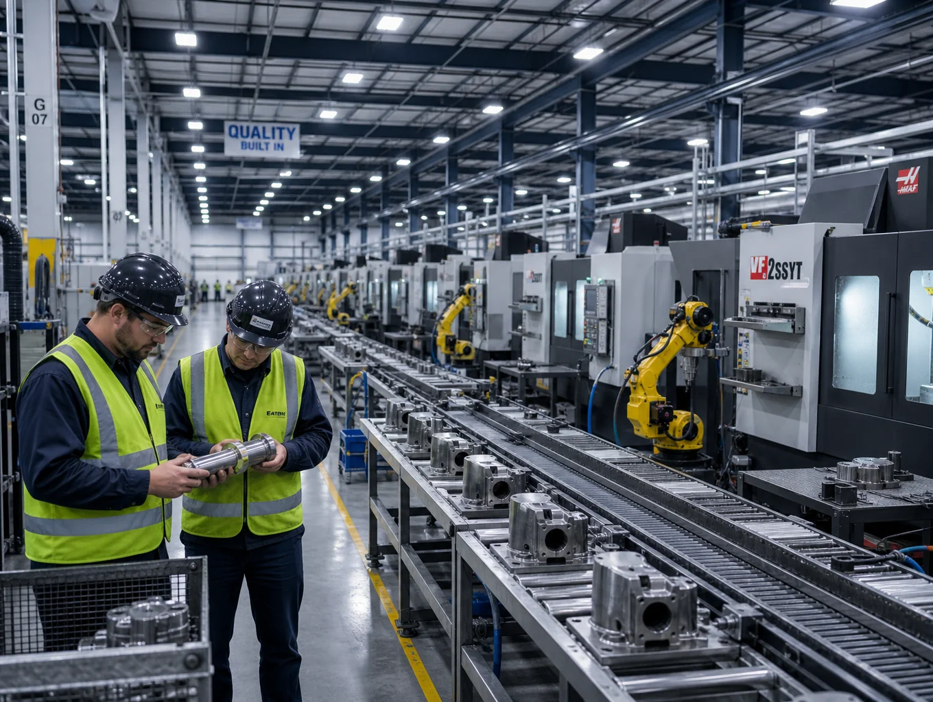 Heavy industrial metal manufacturing and fabrication plant interior
